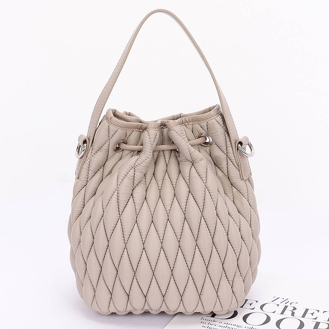 Quilted Faux Leather Bucket Bag