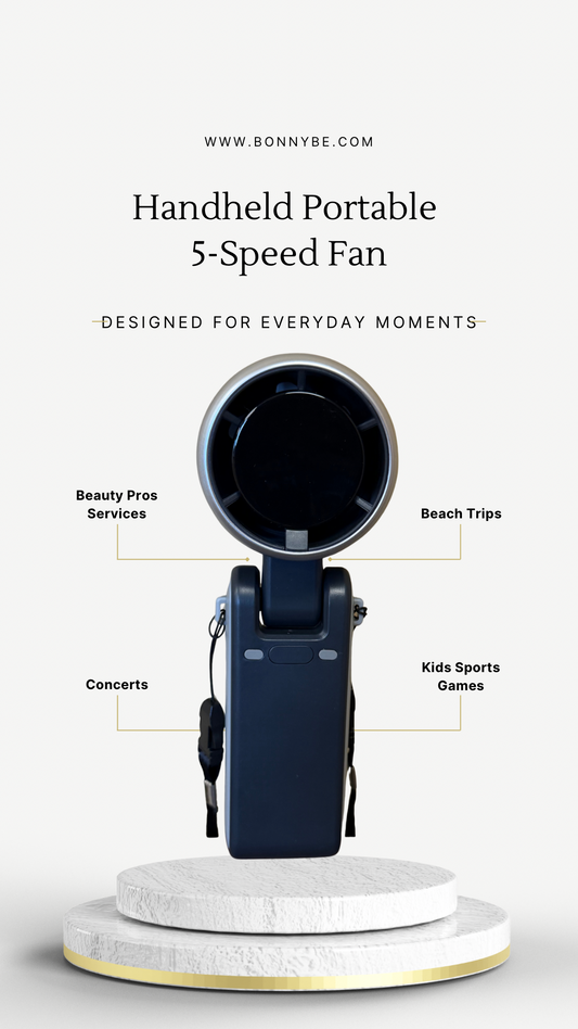 Turbo Handheld Rechargeable Fan 5 Speed Cooling Power